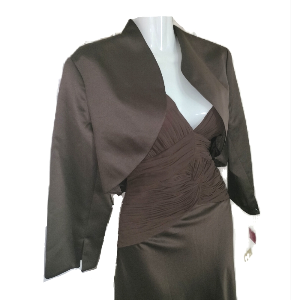 Brown gown with cropped jacket - Picture 9 of 11